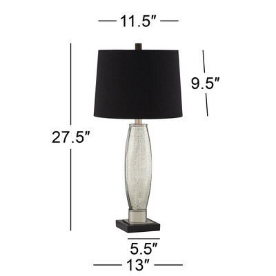 Modern Mercury Glass Table Lamps with Black Shades, Set of 2