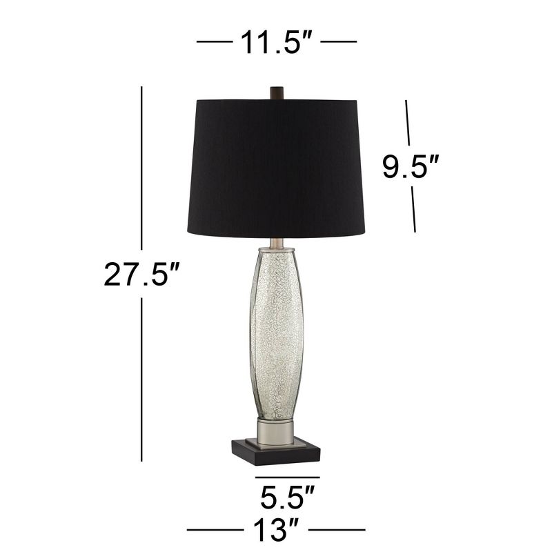 Regency Hill Landro Modern Mid Century Table Lamps 27 1/2" Tall Set of 2 Mercury Glass Black Drum Shade for Bedroom Living Room Bedside Office Family, 4 of 10