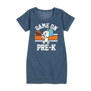 - Peanuts - Game On Pre-K Graphic Short Sleeve Fleece Dress - 1 of 4