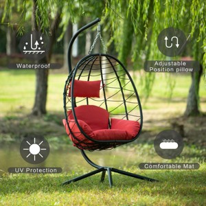 VASIP Wicker Hanging Egg Chair with Stand - Indoor/Outdoor Swing Hammock for Patio, Balcony, Bedroom & Living Room - 1 of 4