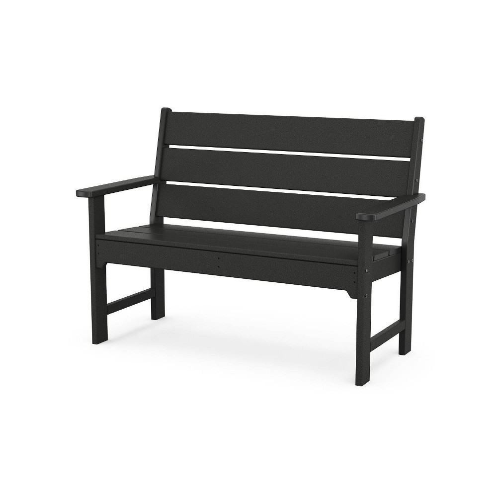 POLYWOOD Lakeside Outdoor Patio Garden Bench Black: Durable Plastic, Weather-Resistant, Seats 2