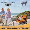 VASIP Pet Bike Trailer for Small & Medium Dogs,Easy-Fold Frame & Quick-Release Wheels,Non-Slip Floor with Safety Leash，Orange - 3 of 4