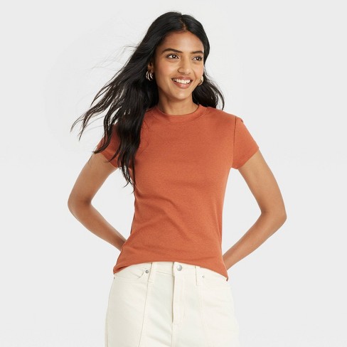 Out From Under Everyday Seamless Ribbed Tee In Orange