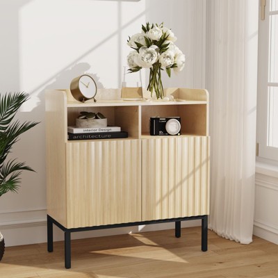 GlasFlength Decorative Storage Cabinets, Stylish and Functional Storage for Every Room, Bedroom, Living Room, Kitchen, Beige,32.8”*14.1”*36.2"