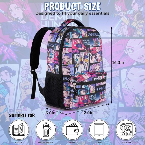 Mochila de personajes de 16 pulgadas para niños y niñas con correas ajustables 3