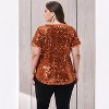 Anna-Kaci Women's Plus Size Short Sleeve Sequin Top Round Neck - 4 of 4