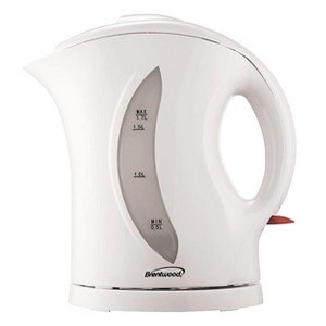 Brentwood 1.7 Liter Cordless Plastic Tea Kettle White - 1 of 4