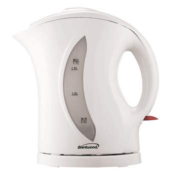 Brentwood 1.79qt. White Cordless Glass Electric Kettle with Tea Infuser and  Swivel Base