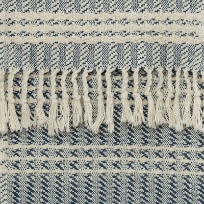 Full Size Blue and White Cotton Striped Throw Blanket