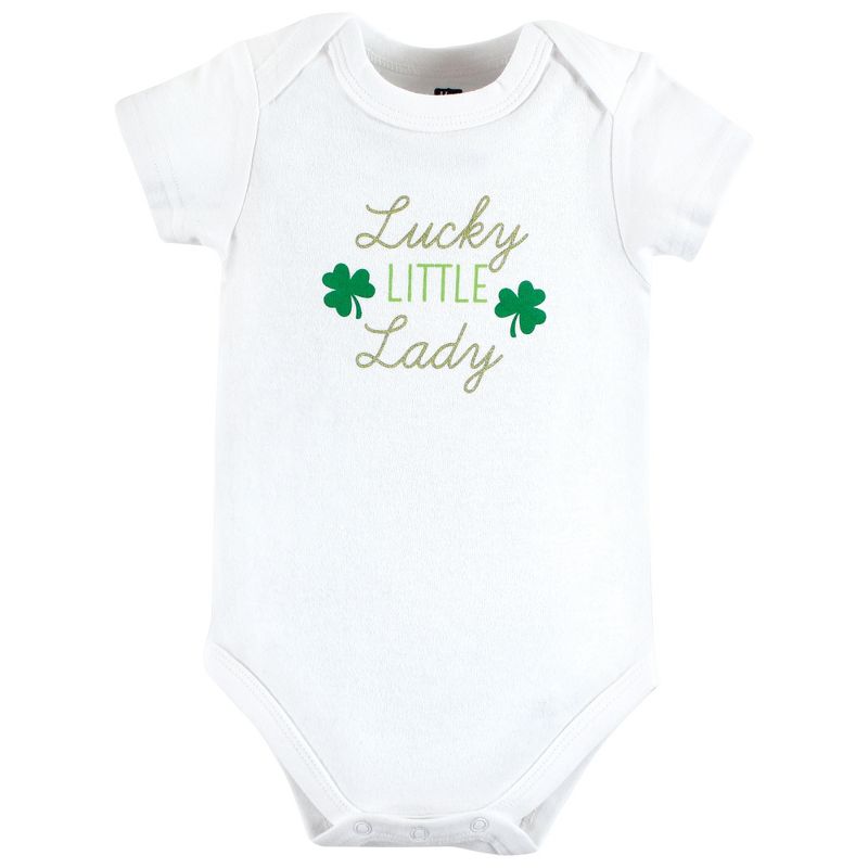 Hudson Baby Infant Girl Cotton Bodysuits, Lucky Lady, 3 of 6