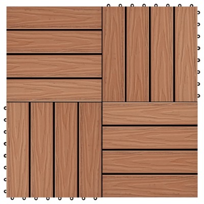 vidaXL 11 pcs Decking Tiles Deep Embossed WPC 11.8"x11.8" 1 sqm Light Brown