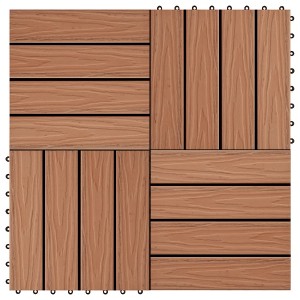 vidaXL 11 pcs Decking Tiles Deep Embossed WPC 11.8"x11.8" 1 sqm Light Brown - 1 of 4