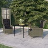 vidaXL Patio Dining Set Outdoor Dining Set Table and Chair Set for Garden - Brown 3 Piece 31.5" Table Length - 2 of 4