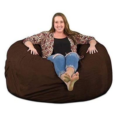 Ultimate Sack 5ft Bean Bag Chair, Oversized Comfortable Indoor Floor Lounger, Giant Foam-Filled Furniture for Relaxing, Brown Suede