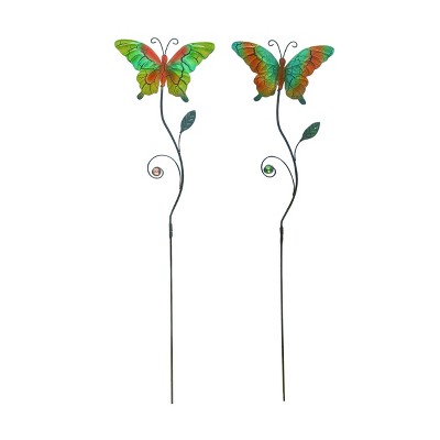 Transpac Metal Crackle Butterfly Y/S Set of 2 KD Spring Home Decorations