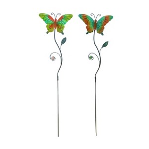 Transpac Metal Crackle Butterfly Y/S Set of 2 KD Spring Home Decorations - 1 of 1