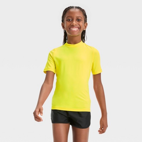 Girls' Solid Rash Guard Swim Top - Cat & Jack™ Yellow M : Target