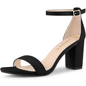 Allegra K Women's Adjustable Buckle Ankle Strap High Chunky Heels Sandals - 1 of 4