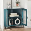 Corner Storage Cabinet with Door and Adjustable Shelf, Decorative Storage Cabinets for Living Room, Bedroom, Blue - The Pop Home - 2 of 4