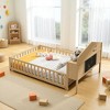 Mshliw Full Size Montessori Floor Bed with Storage Bookcase and Blackboard, Low Wood Platform Bed with Guardrails and Play Door for Kids and Teens - 2 of 4