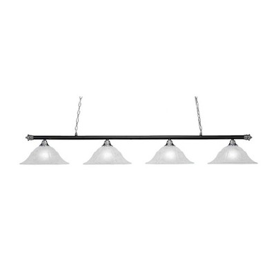 Toltec Lighting Oxford 4 - Light Island Pendant Light in  Chrome/Matte Black with 16" White Marble  Shade