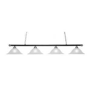 Toltec Lighting Oxford 4 - Light Island Pendant Light in  Chrome/Matte Black with 16" White Marble  Shade - 1 of 1