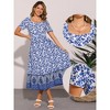 INSPIRE CHIC Women's Boho Floral Print Short Sleeve A-Line Midi Dress - 2 of 4