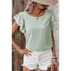 Amaryllis Women’s Double Layer Ruffle Sleeve Crinkled Textured Woven Scoop Neck Blouse Lightweight - 2 of 4