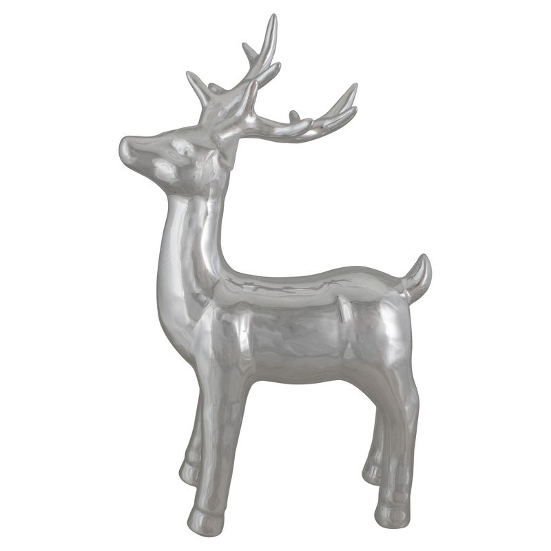 Northlight 14" Metallic Silver Standing Reindeer Christmas Tabletop Decor, 1 of 4