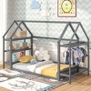 Costway Twin Size House Bed Montessori Floor Bed with Detachable Storage Shelves Gray/White - image 2 of 4