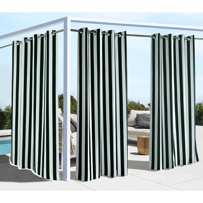 1pc Blackout Coastal Printed Striped Indoor/Outdoor Window Curtain Panel - Outdoor Décor