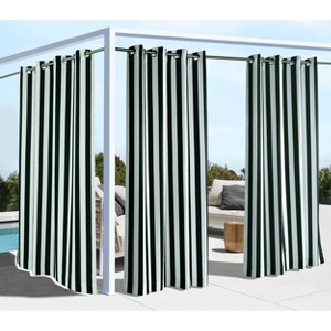 1pc Blackout Coastal Printed Striped Indoor/Outdoor Window Curtain Panel - Outdoor Décor - 1 of 4