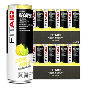 FITAID Post Workout Recovery Blend, Citrus Medley, BCAAs, Glucosamine, L-Glutamine, L-Arginine, Turmeric, Naturally Sweetened, 12 Fl Oz (Pack of 24) - 1 of 4