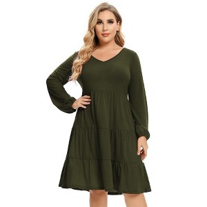 Wrap Midi Dresses A-Line Flare Casual Short Dresses - 1 of 1