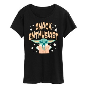 Women's - Star Wars - The Mandalorian Snack Enthusiast Grogu Short Sleeve Graphic T-Shirt - 1 of 4