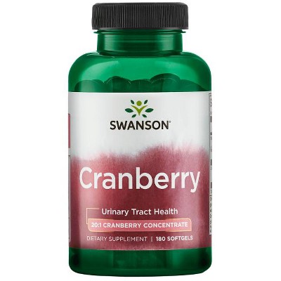 Swanson Cranberry 20:1 Herbal Supplement, Helps Promote Healthy Urinary Tract & Kidney Function, 180 Softgels.