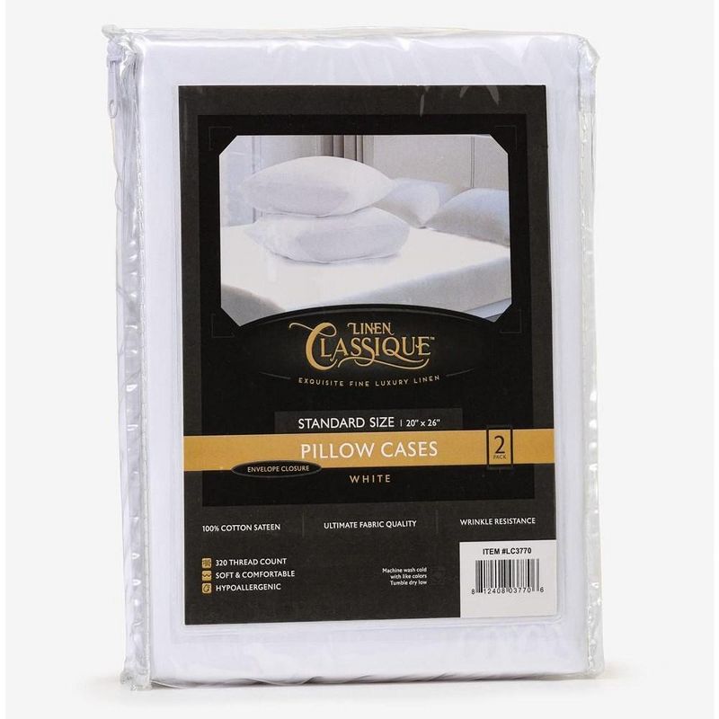 Linen Classique Premium Sateen Cotton 320TC Wrinkle Resistant Envelope Pillowcase – (2 Pack), 5 of 9