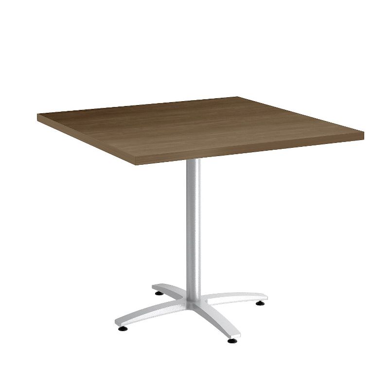 HITOUCH BUSINESS SERVICES 36" Square Pinnacle Laminate Seated Height Silver Base Table 54832, 1 of 2