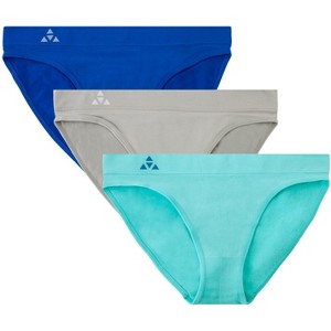 Balanced Tech Women's 3 Pack Seamless Low-Rise Bikini Panties - Black/Charcoal/Grey - Large - 1 of 2