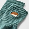 Women's Embroidered Hedgehog Ribbed Ankle Socks - Green 4-10 - image 3 of 3