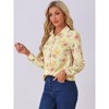Allegra K Women's Point Collar Long Button Sleeve Button Down Floral Shirt - 2 of 4