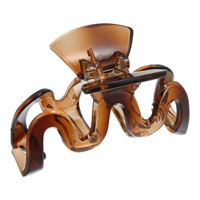 Unique Bargains Women's 3.46" Claw Clip No Slip Grip Plastic Brown