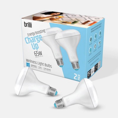 Brilli Charge Up 2pk Energy-Boosting Dimmable LED BR30 65W Flood Bulbs White