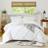 Tufted Comforter Set With Pillowcase – Shabby Chic Farmhouse Bedding with Geometric Embroidery, Soft Lightweight Quilt - 3 of 4