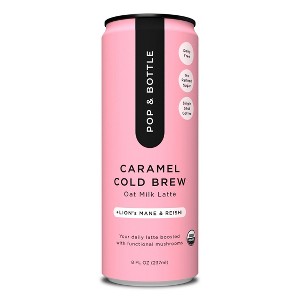 Pop & Bottle Caramel Cold Brew Oat Milk Latte with functional boost from Reishi and Lion's Mane - 8 fl oz Can - 1 of 4