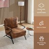 GlasFlength Accent Chairs Mid-Century Modern Chair Upholstered Lounge Arm Chair Comfy Reading Chair Armchair Recliner, Brown, 28.3"*34.4"*35.4" - 3 of 4