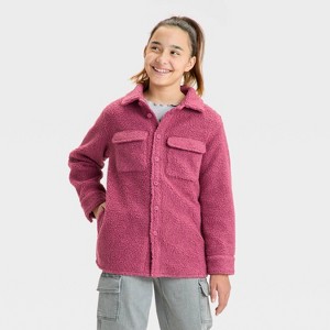 Girls' Solid Shearling Shacket - art class™ - 1 of 3