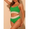 Elerevyo Women's High Waisted Ribbed Adjustable Spaghetti Straps Push Up Swimsuit Bathing Suits 2 Pcs - 2 of 4