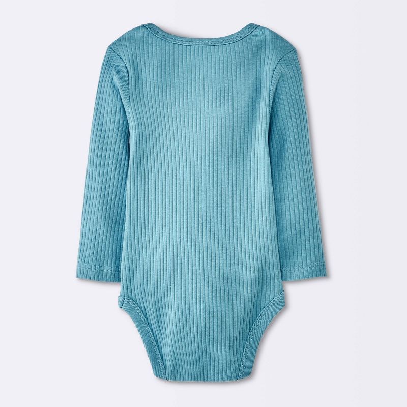 Baby Boys' 3pk Long Sleeve Wide Ribbed Bodysuit - Cloud Island™ Blue, 3 of 6