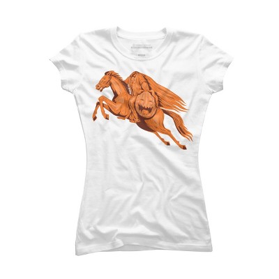 Junior's Design By Humans Headless Horseman Pumpkin Head Drawing By patrimonio T-Shirt